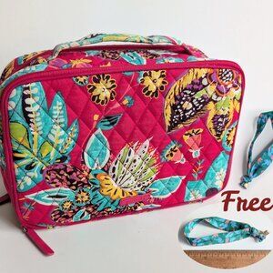 Vera Bradley Large Blush & Brush Makeup Case Travel Organizer Rumba *Free Gift